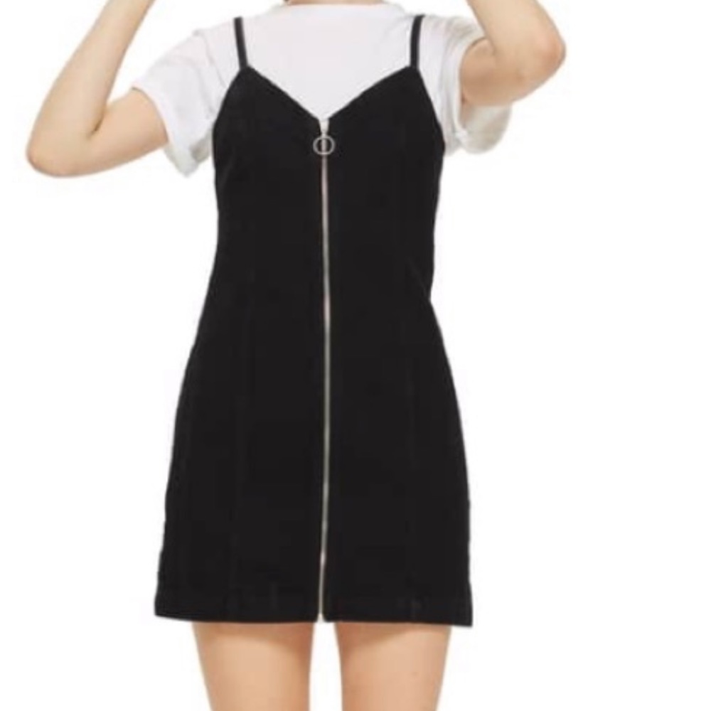 Black Denim zip up dress